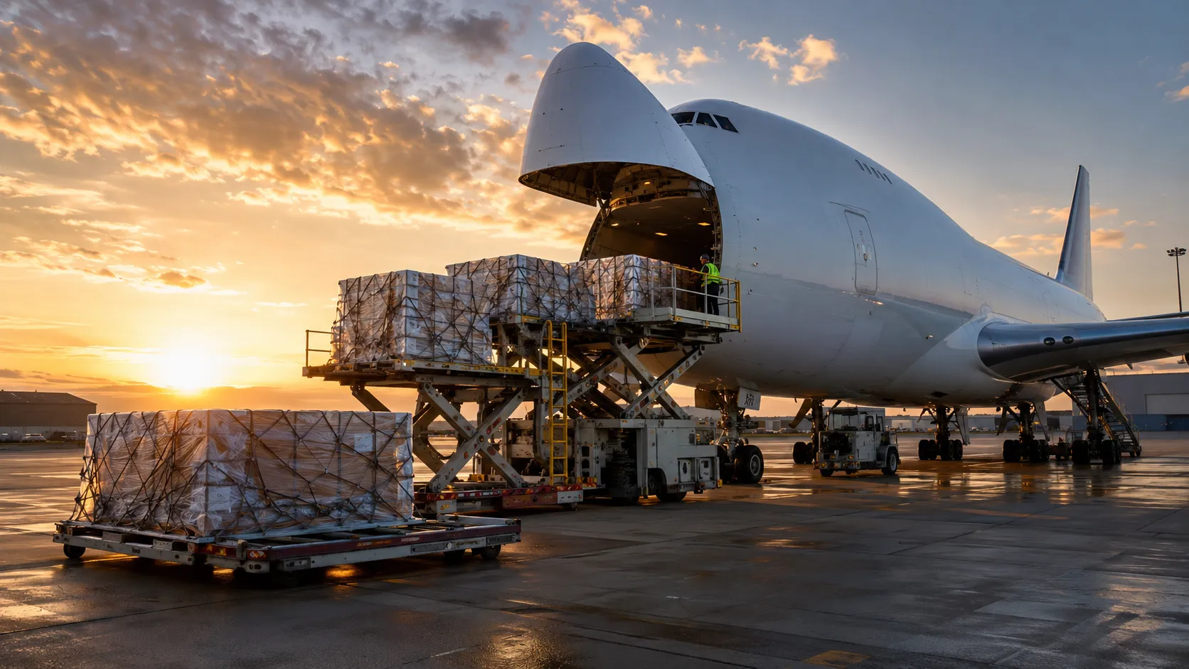 Air cargo at sunset